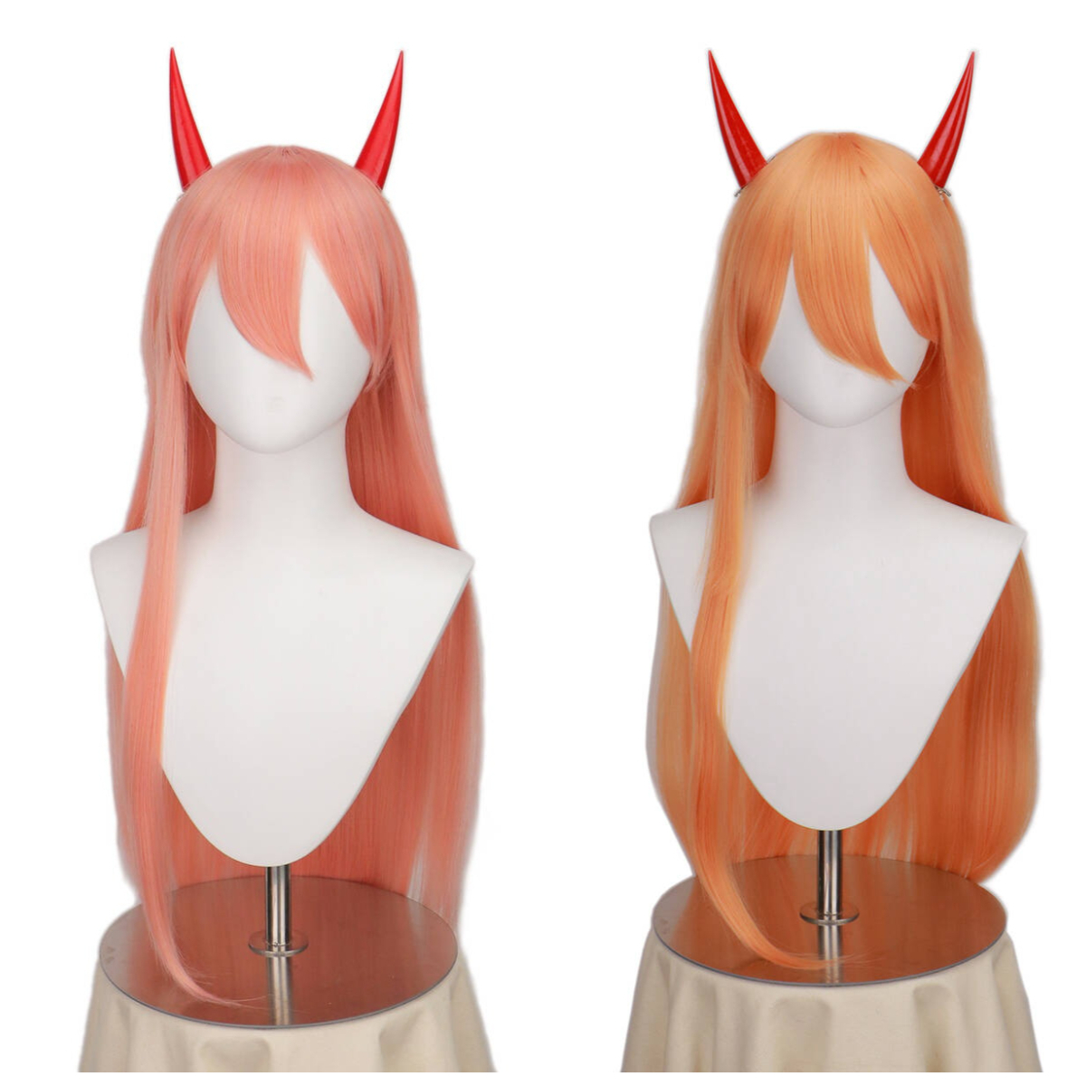 Anime Cosplay Makima - Long Orange Pink Heat Resistant Synthetic