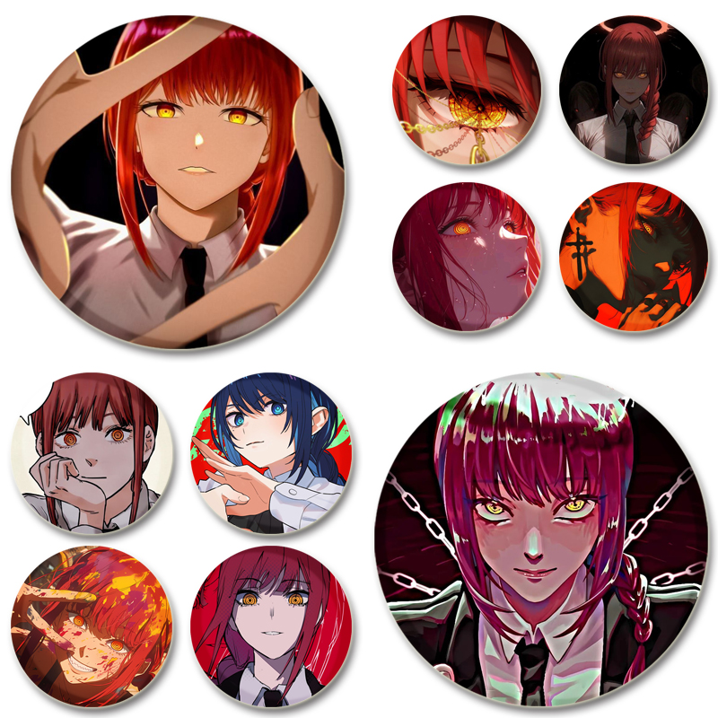 Anime Cosplay Makima - 32/44mm Makima Anime Character Brooches Cosplay