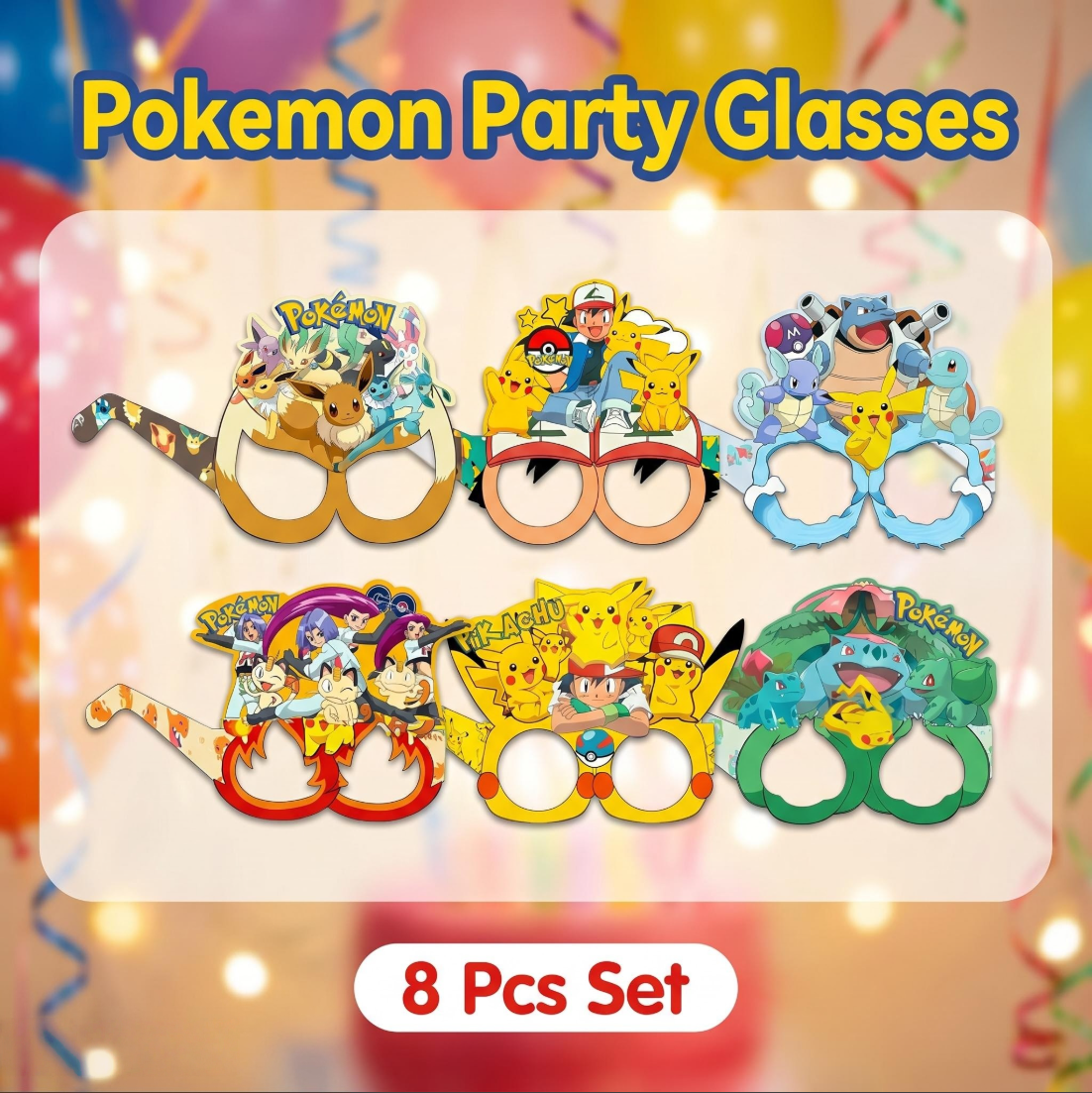 Pokémon-themed paper glasses.  - Anime Cosplay Roleplay recensie en prijs
