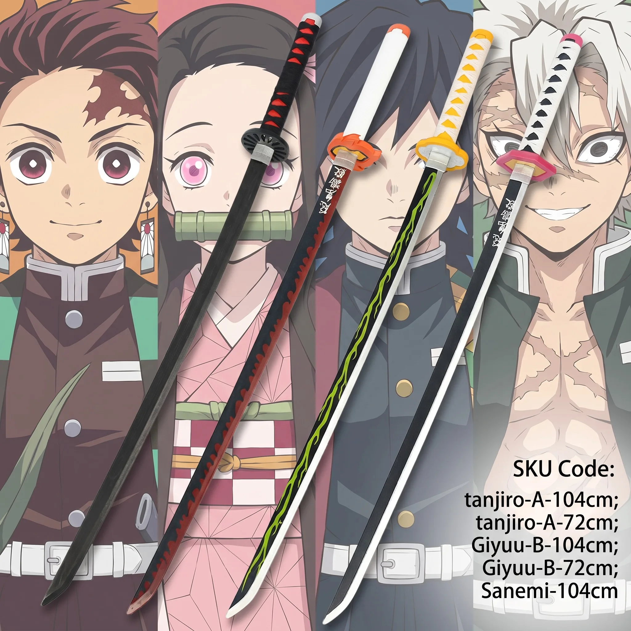 72 104cm Demon Slayer Katana T - Anime Cosplay Katana recensie en prijs